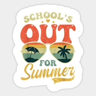 Last Day Of School Retro Schools Out For Summer Teacher T-Shirt Sticker